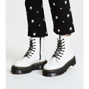 Dr Martens JADON White Leather Platform Lace Boots Unisex